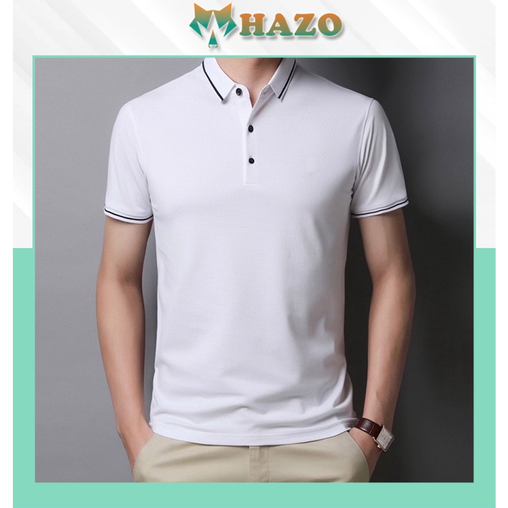 Áo Thun Nam Nữ Polo Cổ Trụ Kẻ Viền 218 Chất Mát Co Dãn 4 Chiều Cực Đẹp - Hazo