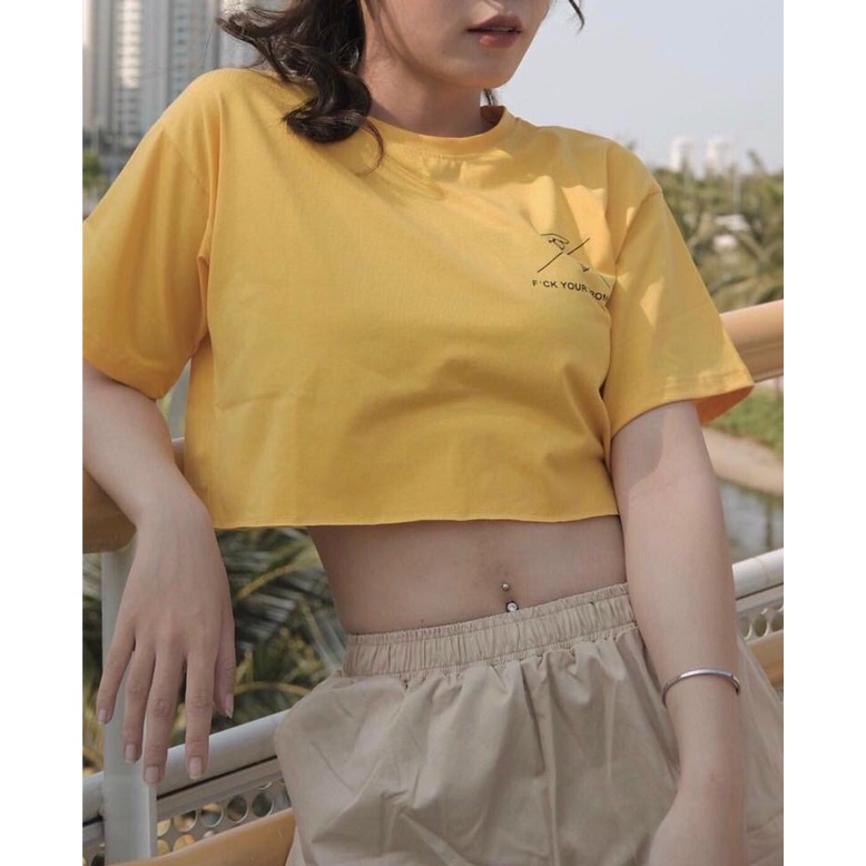 Áo croptop tay lỡ form rộng phối họa tiết cá tính năng động chất thun mềm mịn dày dặn thời trang giới trẻ hiện nay