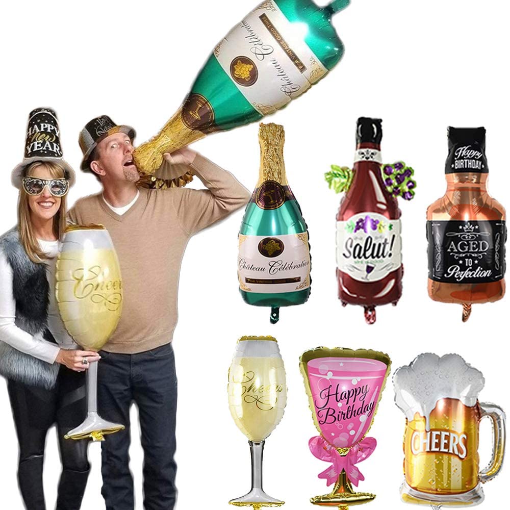 Bong Bóng Hình Chai / Ly Rượu Sâm Panh Trang Trí Tiệc