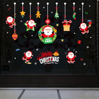 Decal dán tường , dán kính dây thả ông già noel