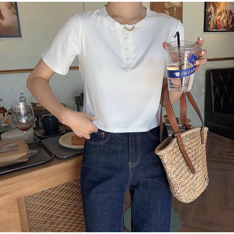 croptop 3 khuy bọc