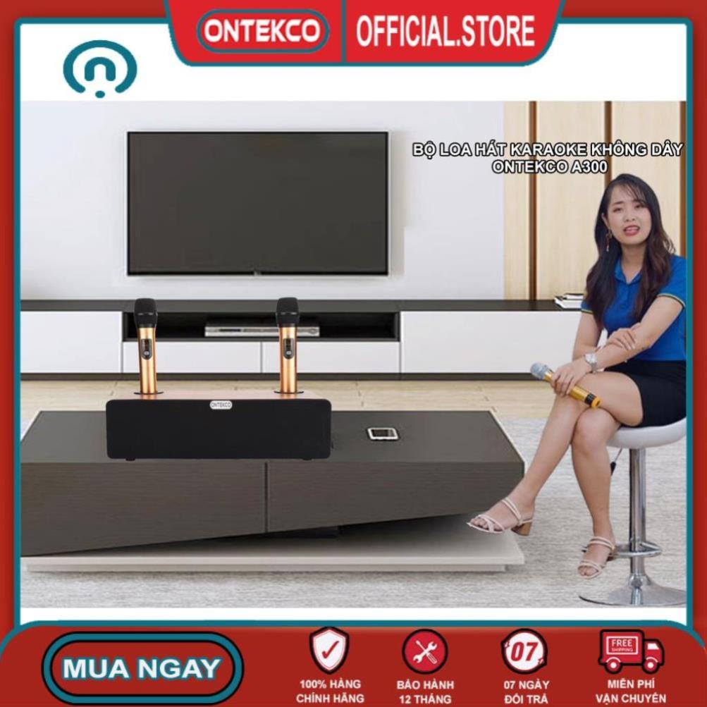 Bộ âm thanh karaoke gia đình không dây Ontekco A300 kèm 2 micro không dây- Siêu cao cấp chính hãng