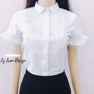 Áo somi trắng kèm nơ siêu xinh