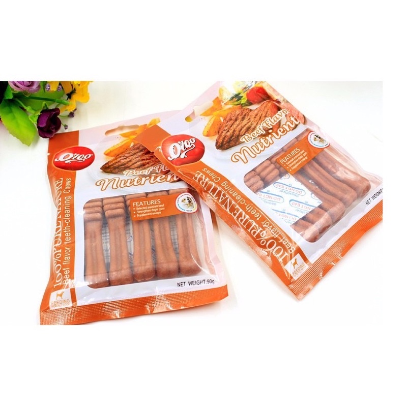 Túi 6 xương gặm làm sạch răng cho chó-mèo vị sữa ,vị thịt bò và rau củ ORGO