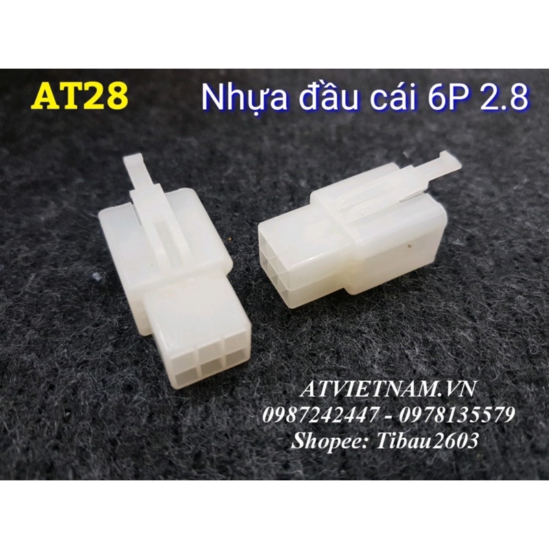 Nhựa đầu CÁI 6 lỗ 6P 2.8 - AT28 ( 1 bịch / 10 Cái)