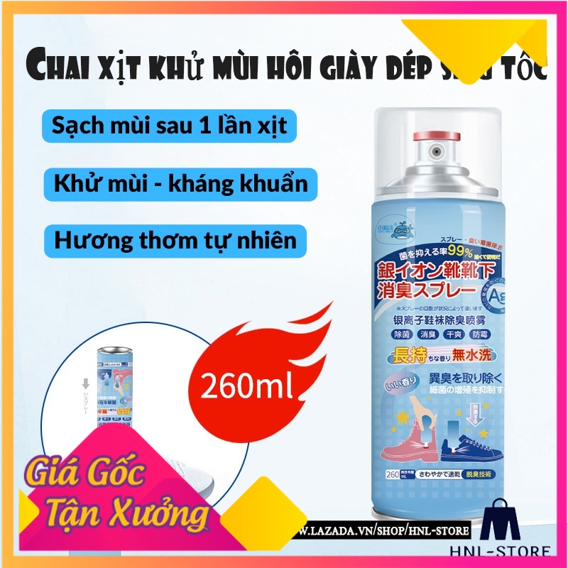 Chai xịt giày dép khử mùi hôi Nano Bạc bình xịt thơm khử mùi mồ hôi chân đến 99% siêu xịn - shop_giahuong [260ml]