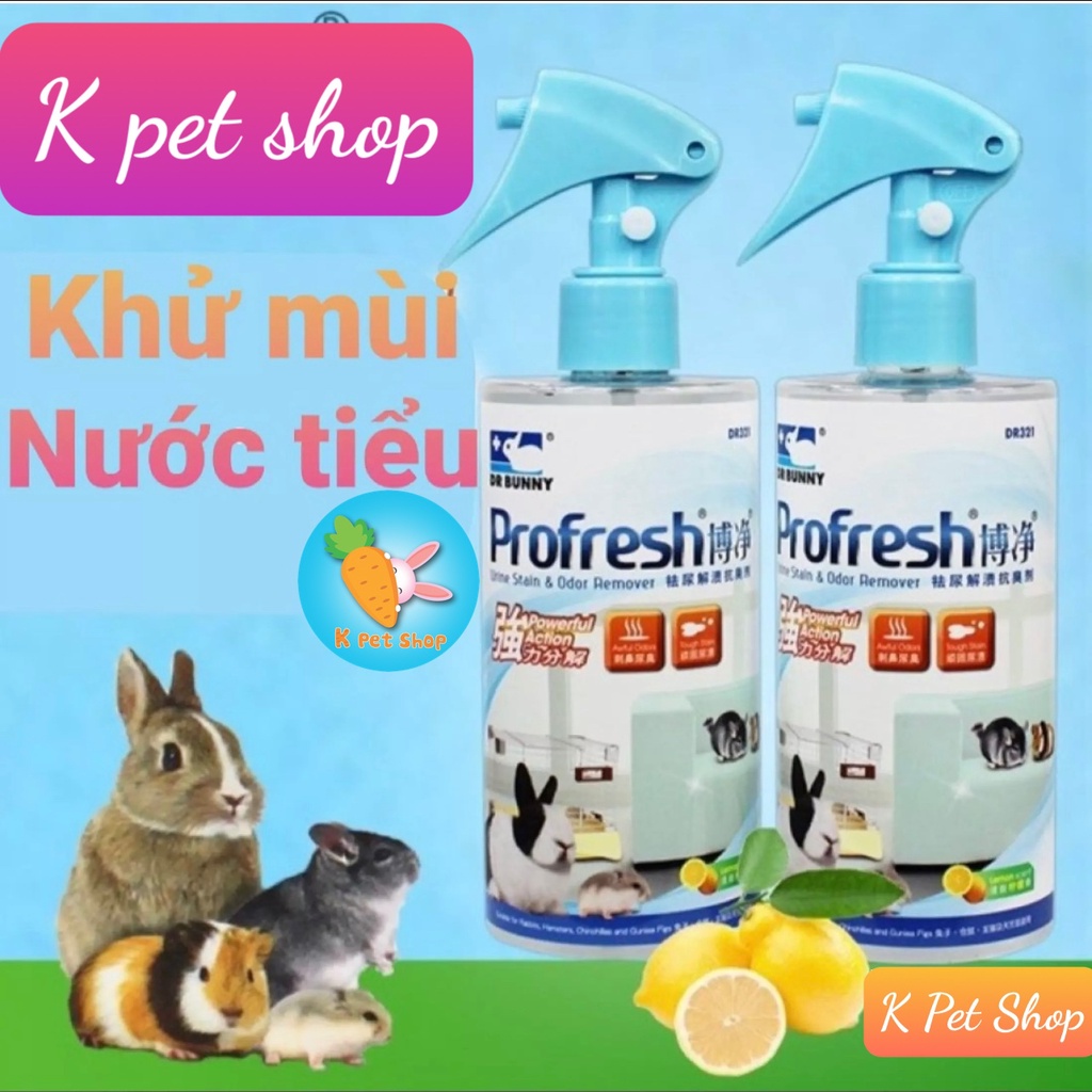 Xịt khử mùi Profresh  diệt khuẩn vệ sinh chuồng thú cưng 300ml - Dr.Bunny