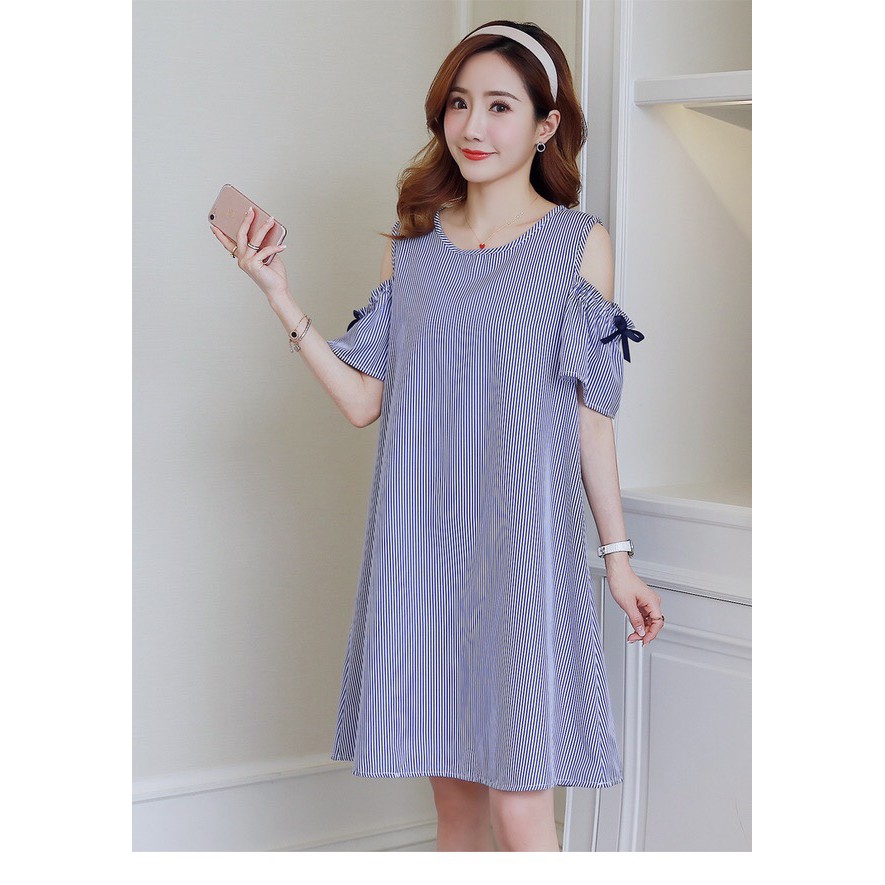 [Top product] ĐẦM SUÔNG SỌC HỞ VAI - DT618-135