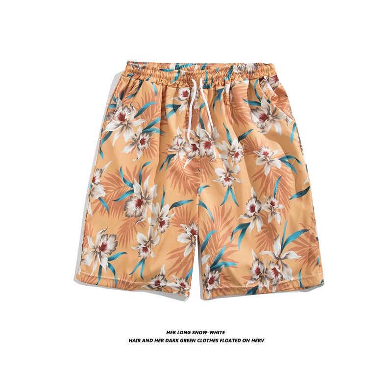 Quần Short Dây Rút Dáng Suông Thoáng Khí In Họa Tiết Hoa Thời Trang Mùa Hè Chất Lượng Cao Phong Cách Hawaiian Cho Nam