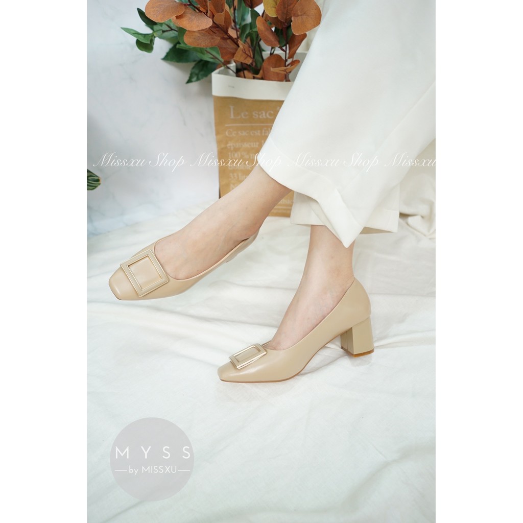 Giày nữ mũi vuông gót trụ 5cm cài khoen thời trang MYSS- CG174