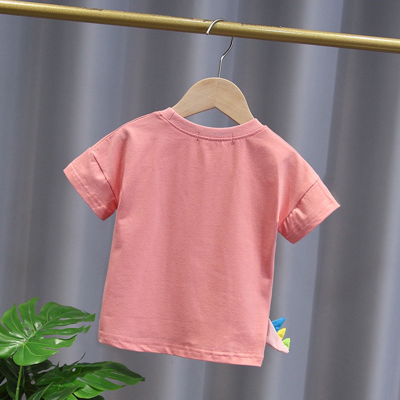 Áo Thun Tay Ngắn In Hoạt Hình Khủng Long Kiểu Hàn Quốc Thời Trang Mùa Hè Cho Bé