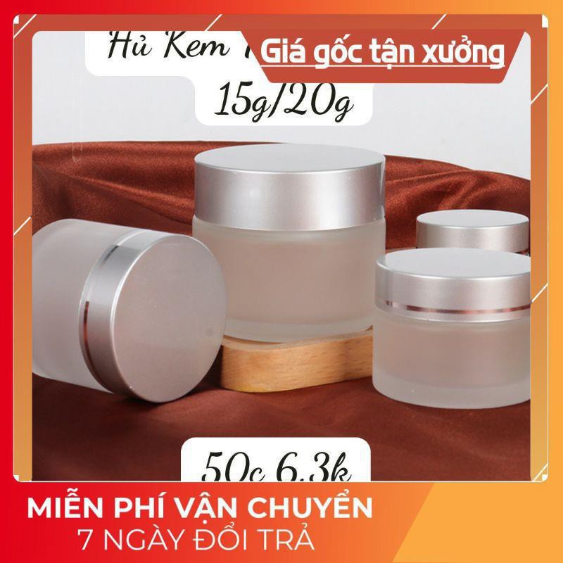 [15g/20g/30g/50g] Hũ Chiết Mỹ Phẩm Thủy Tinh Nắp Bạc - Hũ đựng mỹ phẩm - Hũ kem thủy tinh , phụ kiện du lịch