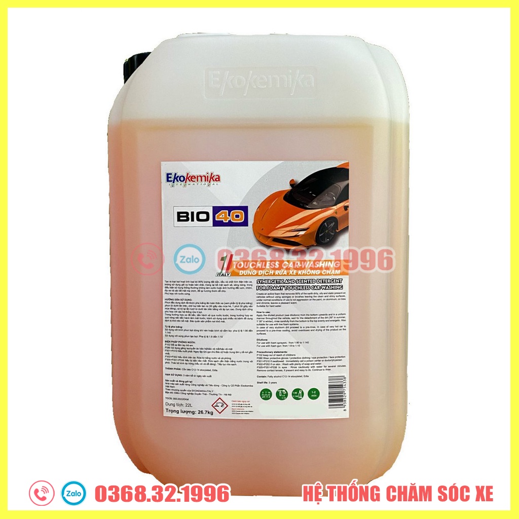 Dung dịch rửa xe không chạm Bio 40 22L