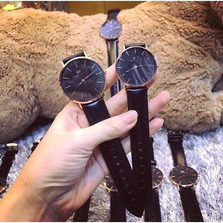 Đồng hồ cặp DW nam nữ dây da  sang trọng lịch lãm
