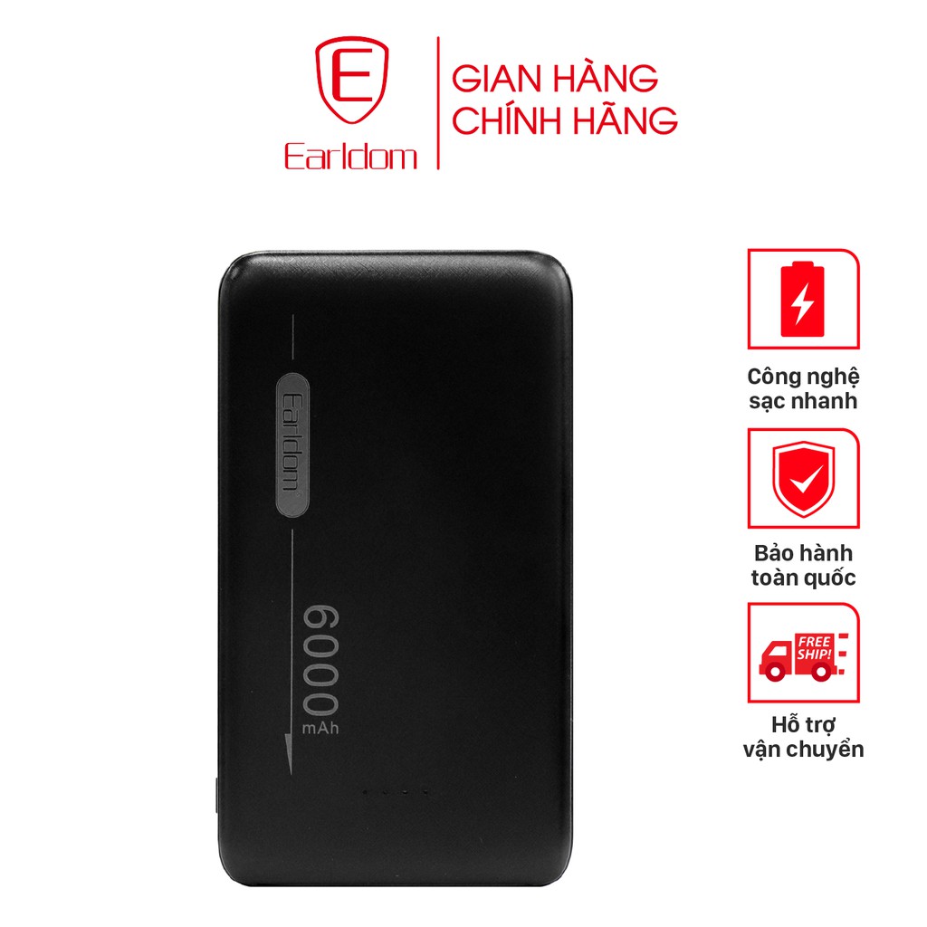 Sạc dự phòng nhỏ gọn 6000mAh Earldom PB - 24 chính hãng