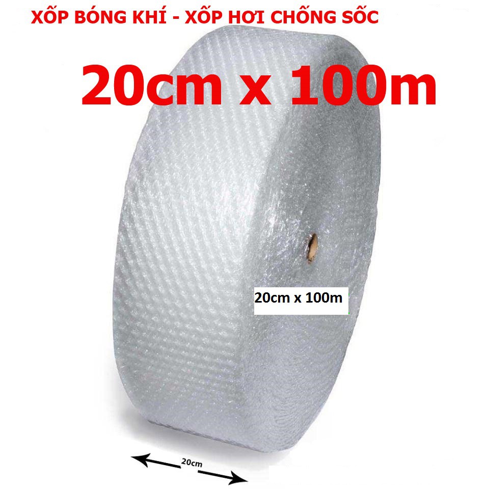 (20cmX100m) 1 cuộn Bóng khí, Xốp khí, xốp hơi, xốp nổ, màng xốp hơi, bóng khí chống sốc đóng gói bọc hàng