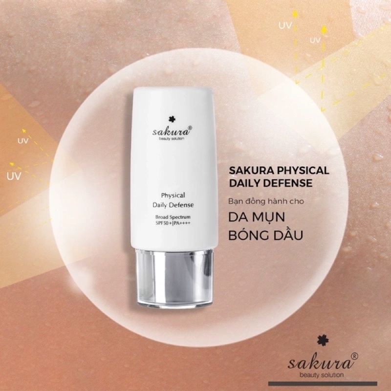 Nhũ tương chống nắng vật lý Sakura Physical Daily Defense SPF có 50+ PA ++++