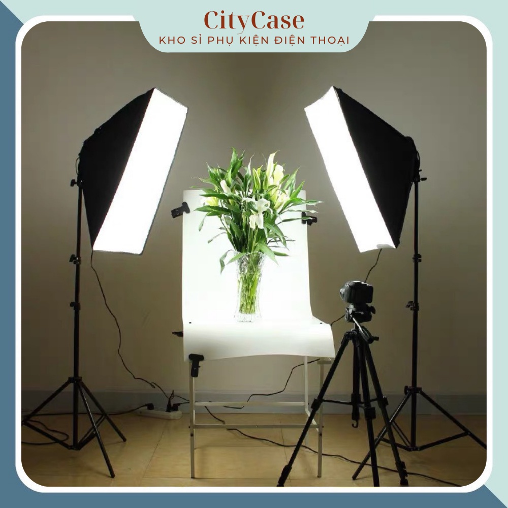 Bộ Softbox trợ sáng kích thước 50x70cm quay chụp ảnh studio, livestream gắn 1 đui E27 - Sản phẩm chưa bao gồm bóng đèn