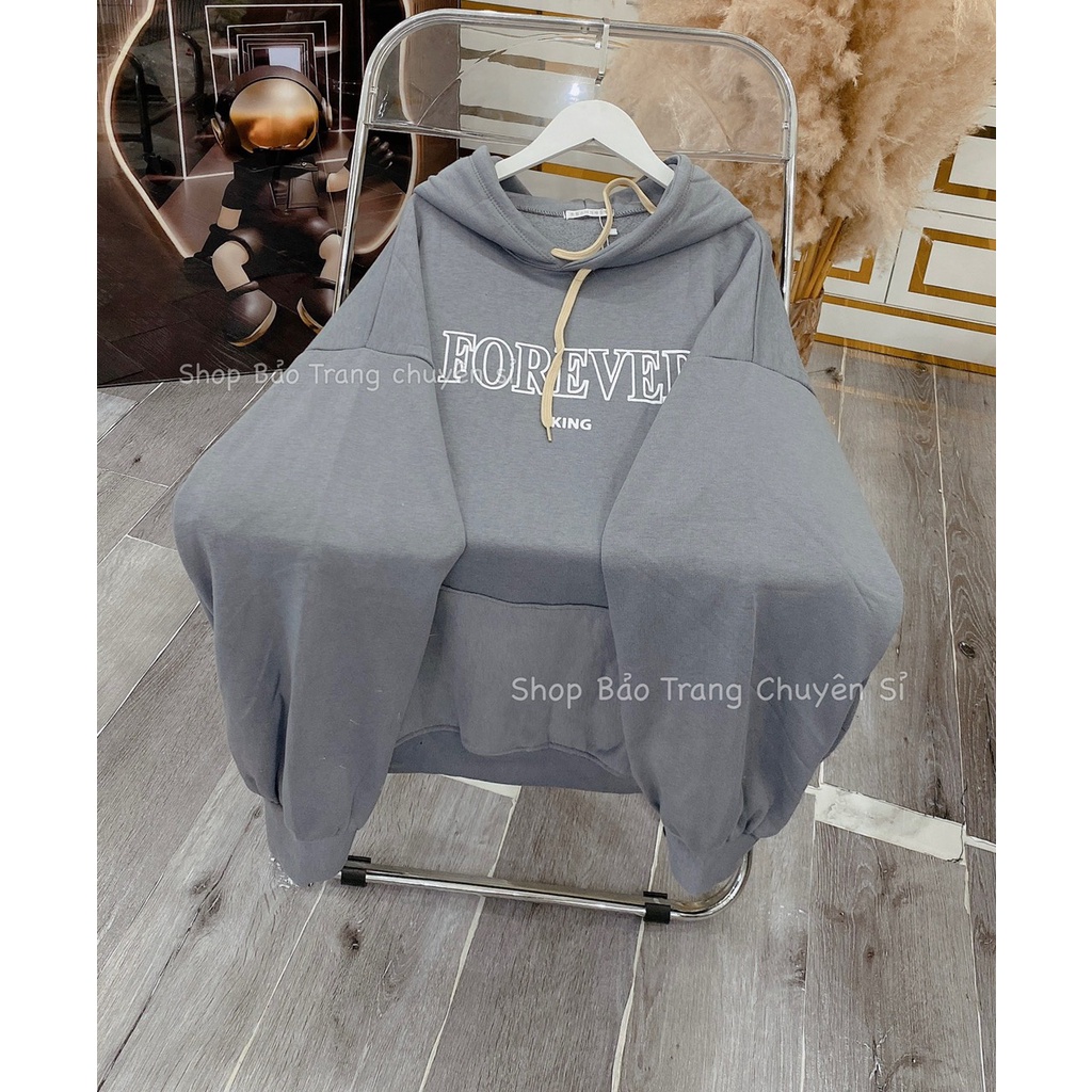 Hoodie Nỉ Chất Đẹp Nam Nữ Mũ 2 Lớp Tay Bồng Chữ Forrever Unisex Sweater Form Rộng Hàn Quốc