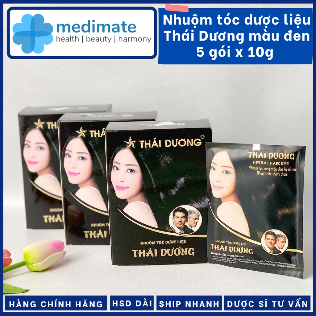 Nhuộm tóc dược liệu Thái Dương màu đen (5 gói 10g)