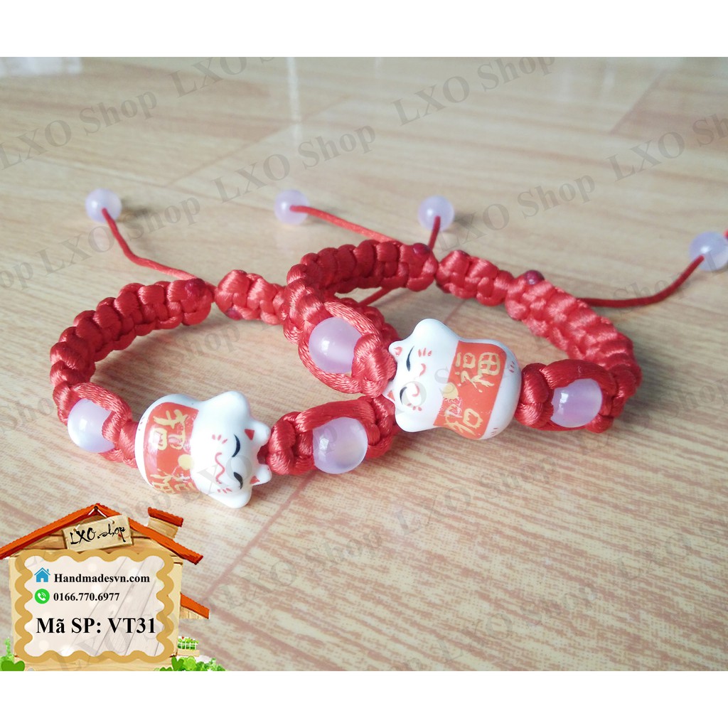 Cặp vòng tay handmade mèo may mắn