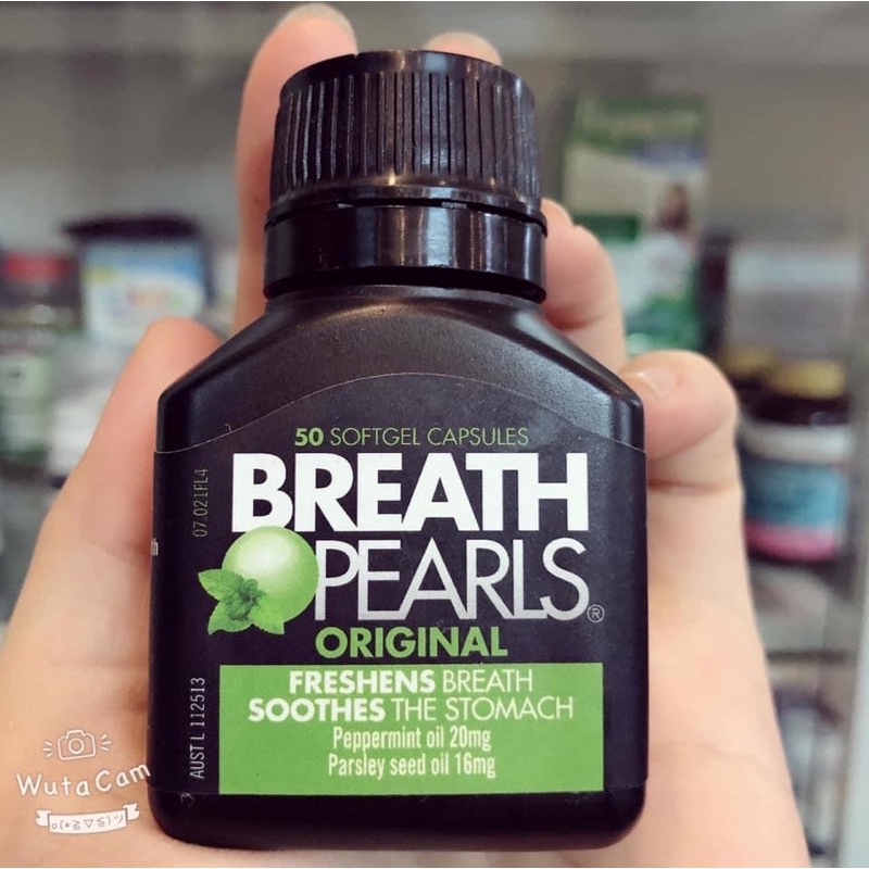 Viên Uống Thơm Miệng Breath Pearls 50 Viên Úc Chính Hãng Khử mùi hôi miệng