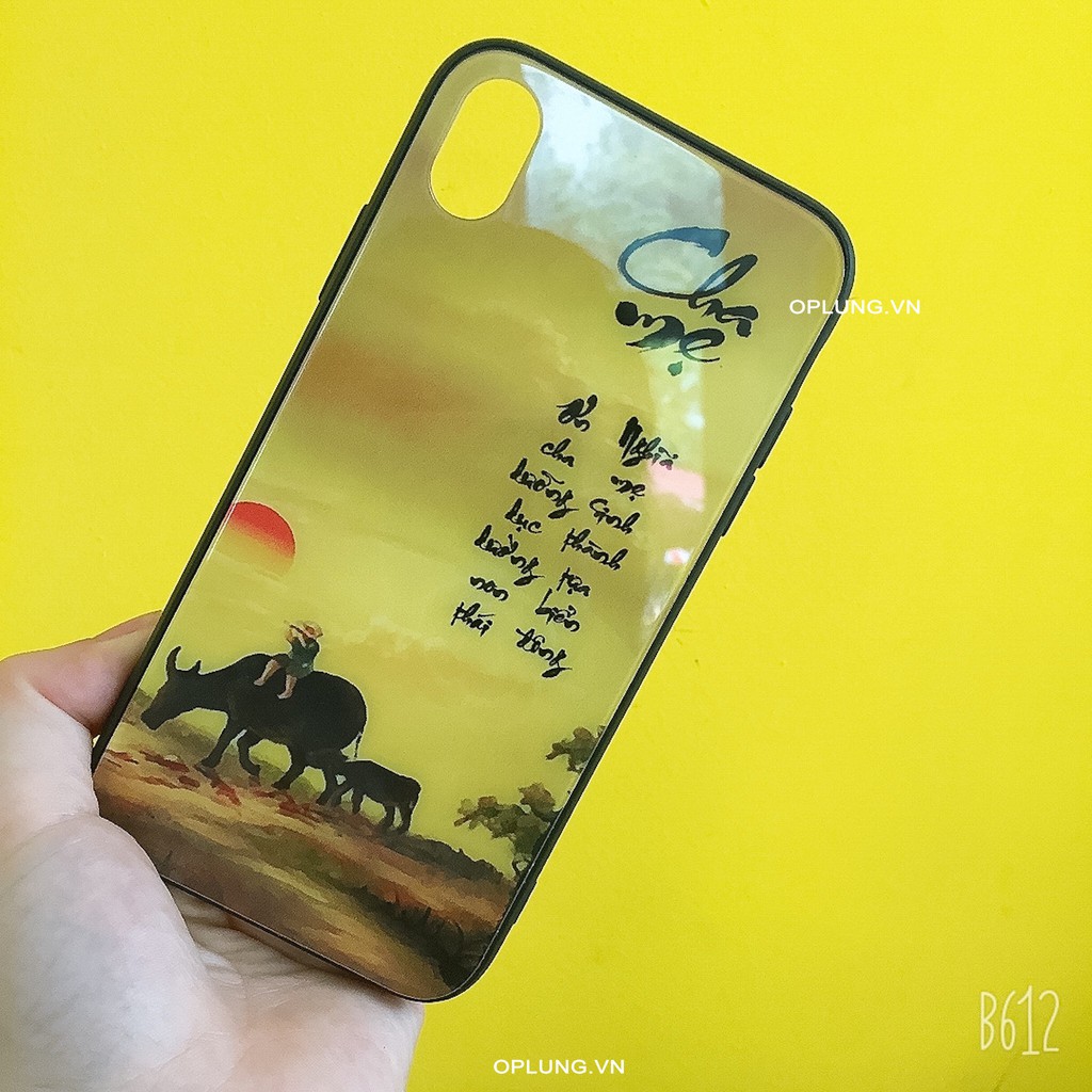 Ốp iphone 7plus- ốp kính tranh thư pháp Cha Mẹ dành cho iphone 7plus đủ mã từ 6 đến 11 pro max 12promax 13 pro max