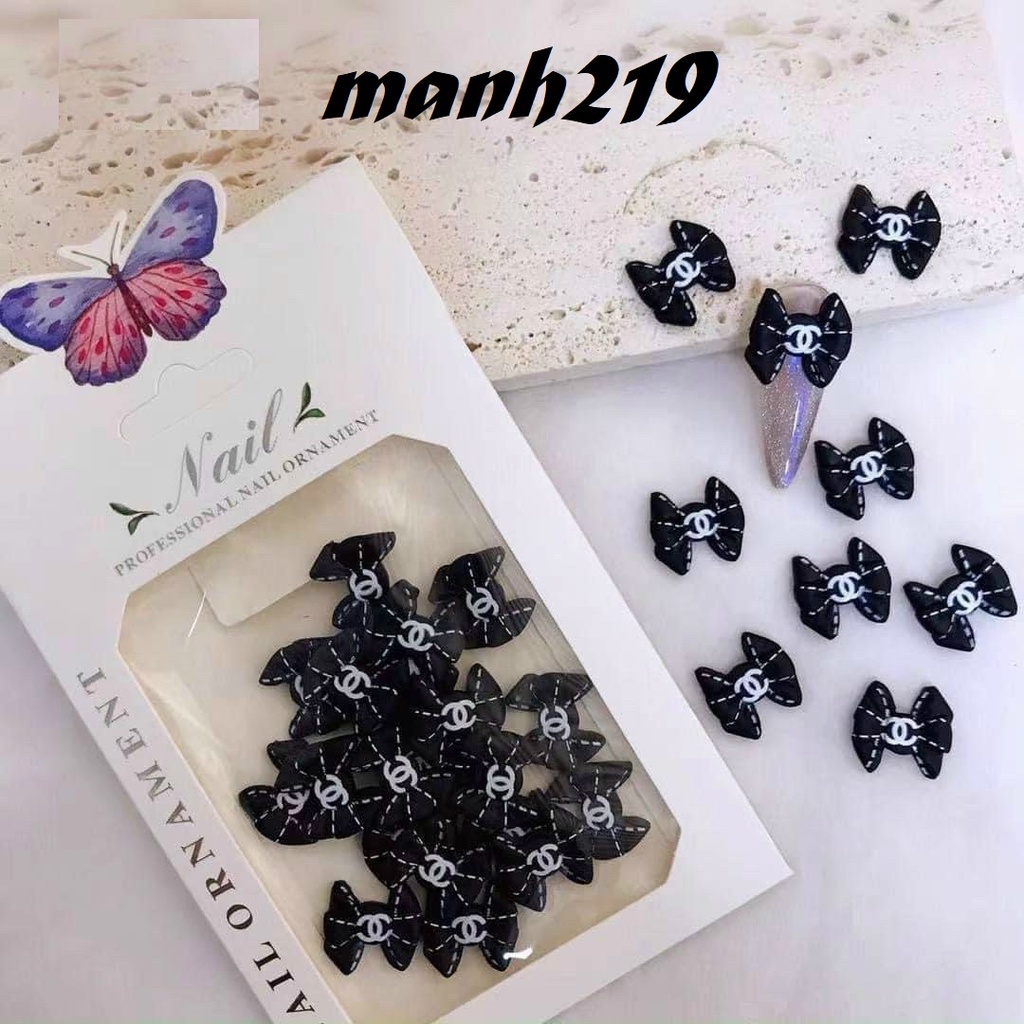 Set charm nơ giả bột đính móng nail manh219