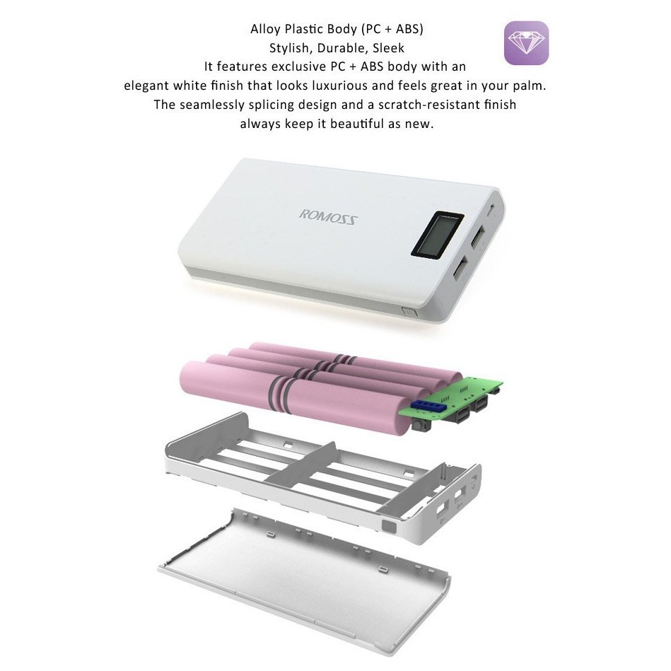 Pin dự phòng Romoss Sense 6 Plus 20000mAh (LCD) - BH 1 năm - chuyensiphukien1