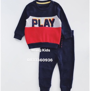 Bộ nỉ bé trai chữ play thêu nổi