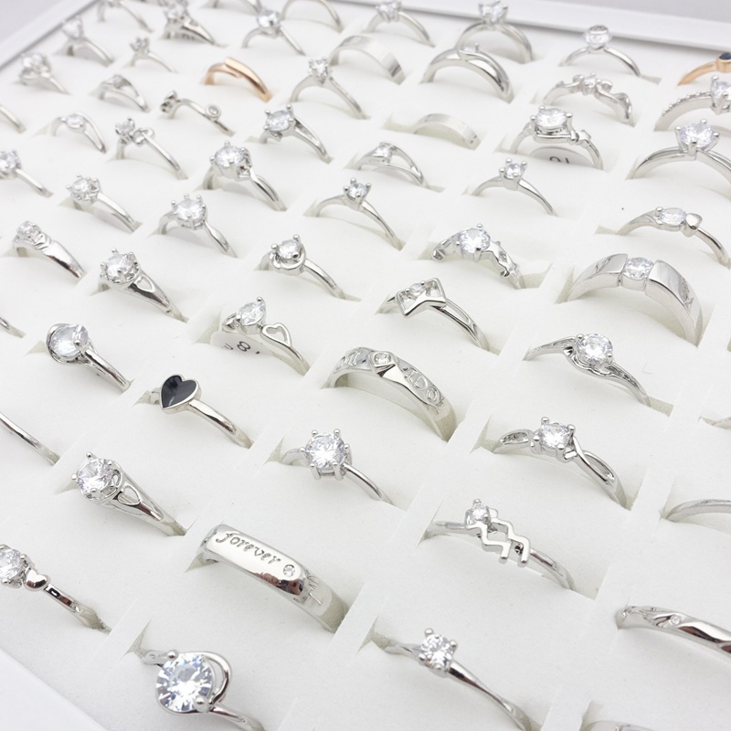 Set 10 Nhẫn Đính Đá Zircon Lấp Lánh Phong Cách Lãng Mạn Thời Trang Cho Nữ