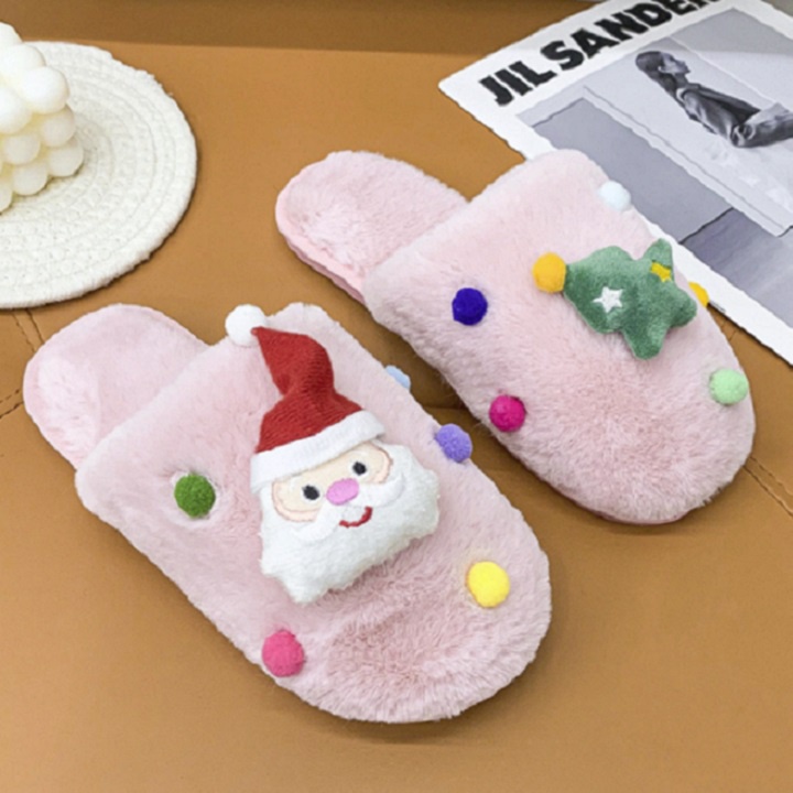 Dép lông mang trong nhà bít mũi Ông GIà Noel SC006 êm chân, lâu mòn, Giáng sinh