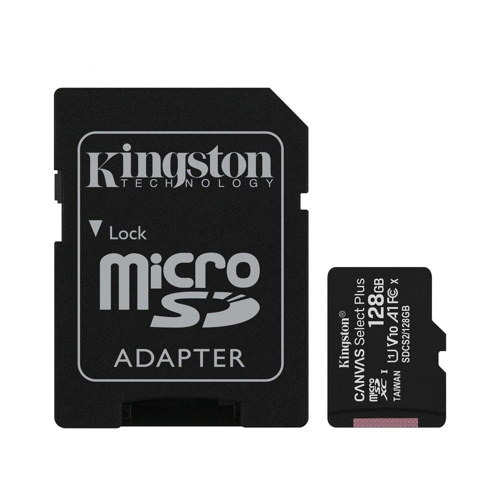 Thẻ nhớ microSDXC Kingston Canvas Select Plus 128GB 100MB/s U1 V10 A1 (Đen) - Kèm Adapter