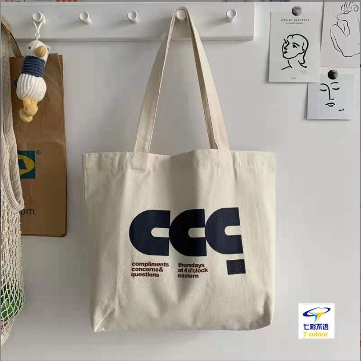 Túi tote túi vải canvas phong cách Hàn quốc, có khóa miệng ngăn phụ bên trong thời trang