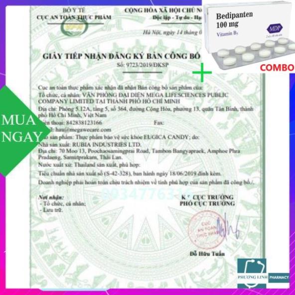 Combo Bedipanten 100mg +  Kẹo Eugica Candy  Cực the mát Túi 300 viên