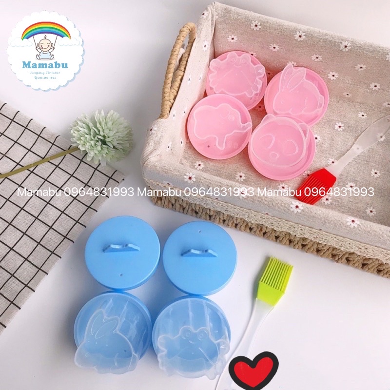 Bộ 4 Khuôn Hấp Làm Bánh Flan, Thạch Pudding, Hấp Trứng Cho Bé Ăn Dặm Mamabu