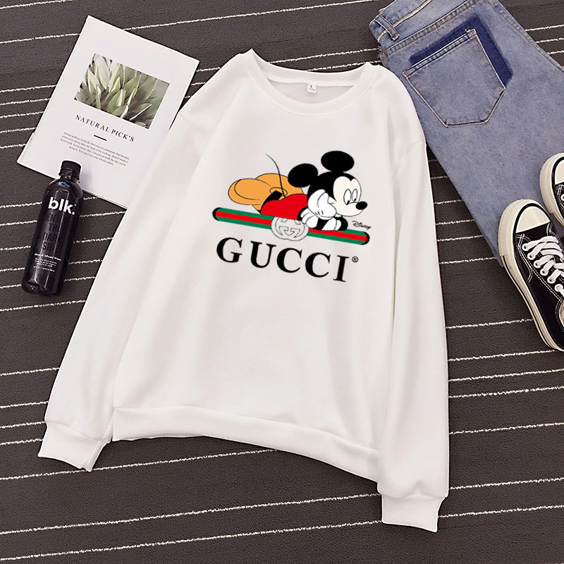 DISNEY Áo Sweater Cổ Tròn Tay Dài Dáng Rộng In Hình Chuột Mickey Thời Trang Cho Cặp Đôi Có 8 Màu Size S-3XL