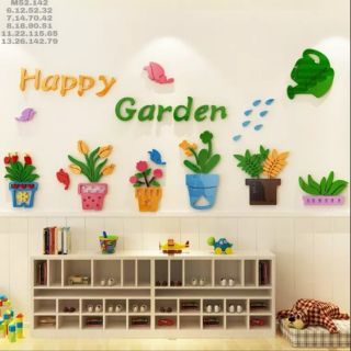 TRANH DÁN TƯỜNG MICA 3D " KHU VƯỜN CỦA BÉ"