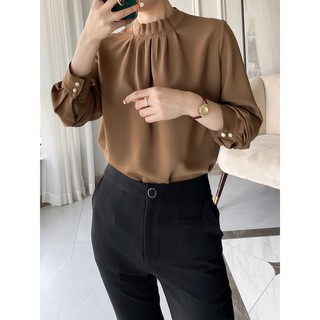 ÁO SƠ MI XẾP LY CÔNG SỞ DÀI TAY