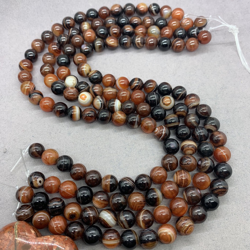 Chuỗi hạt đá mã não dùng làm trang sức DIY kích thước 4-12mm