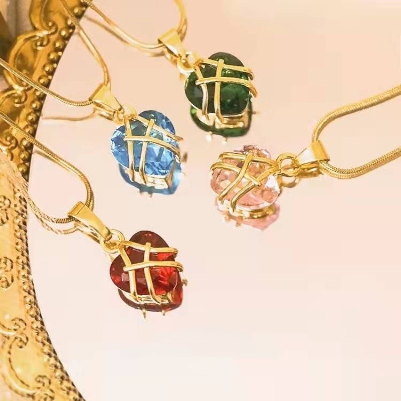 Vòng cổ Mạ Vàng 18K Mặt Hình Trái Tim Đính Đá Zircon Cho Nữ