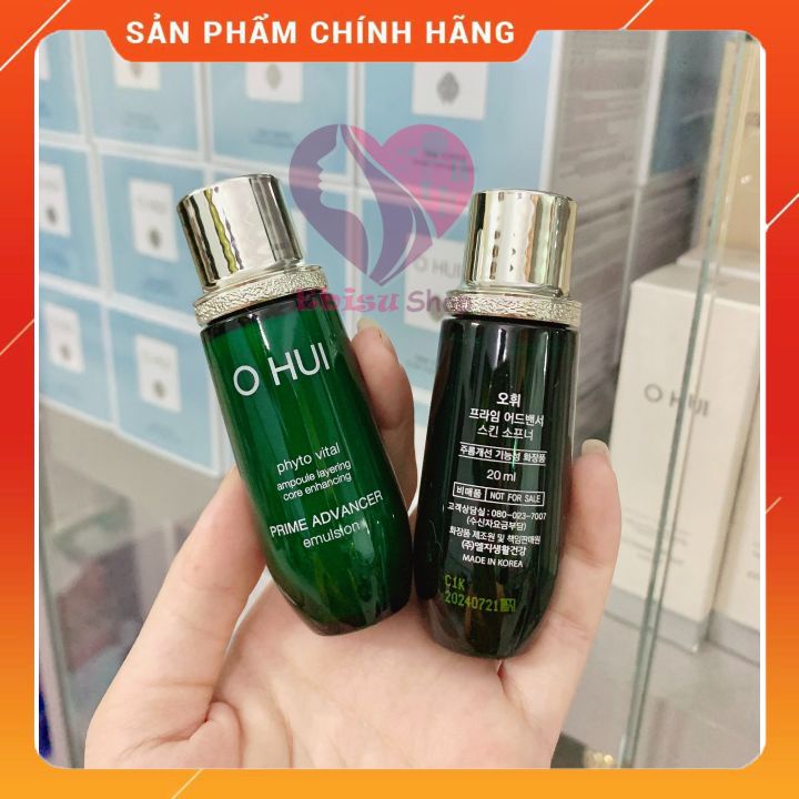 Cặp Nước Hoa Hồng Và Sữa Dưỡng Trắng, Căng Bóng Da Ohui Prime Advancer Skin Softener 20ml_HÀNG NHƯ HÌNH