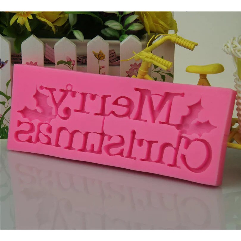 Khuôn rau câu 4D silicone Chữ Mery Christmas (Kích thước đọc mô tả)