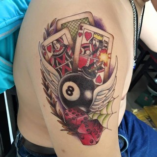 hình xăm dán lá bài quả bom size 15x22cm