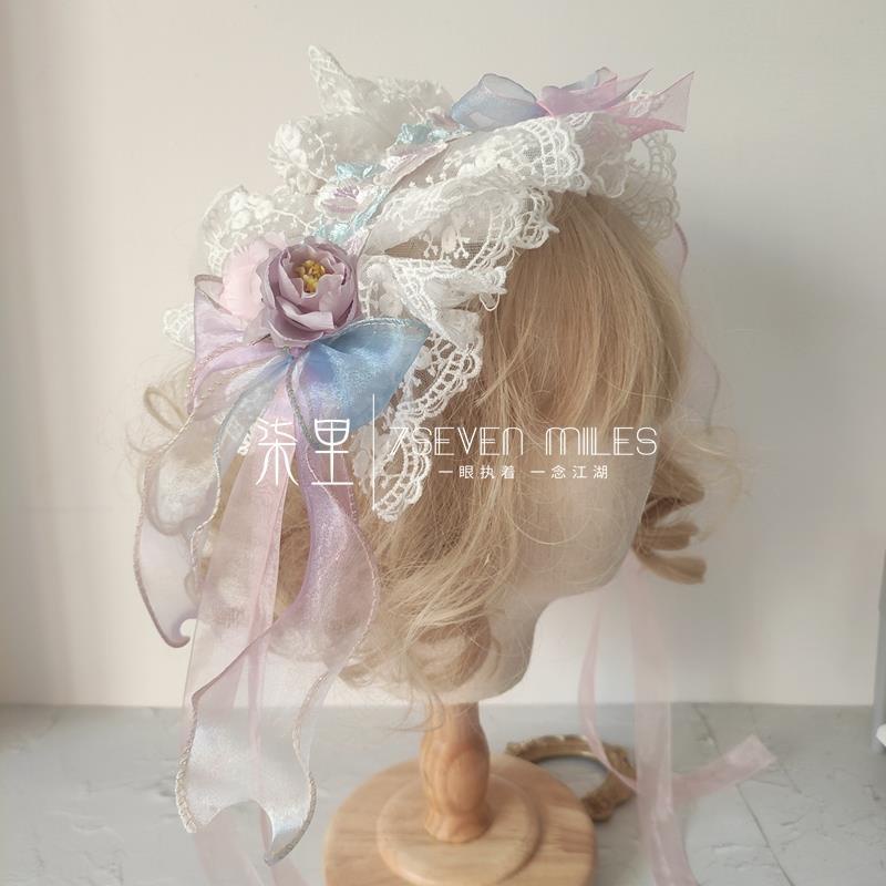 Băng đô ren thêu hoa phong cách lolita xinh xắn