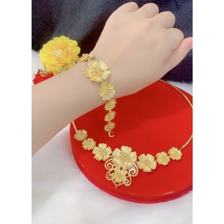 Combo kiềng cổ lắc tay hoa cưới mạ 24k cực đẹp