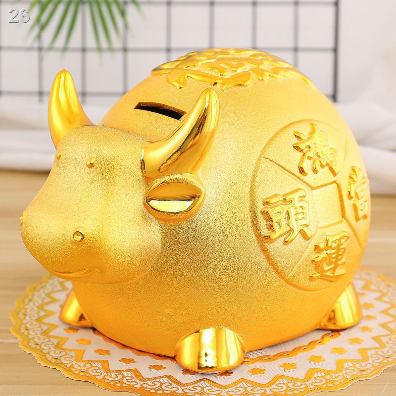 > Đồ trang trí trâu phong thủyy mắn Cung hoàng đạo Trung Quốc lợn vàng đất phòng khách công ty quà khai trương