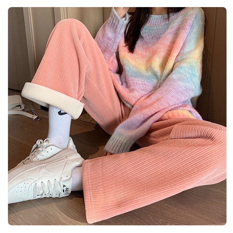Quần nhung tăm unisex - hàng cao cấp ống rộng đứng dáng có lót bông siêu ấm chống lại mùa đông lạnh giá