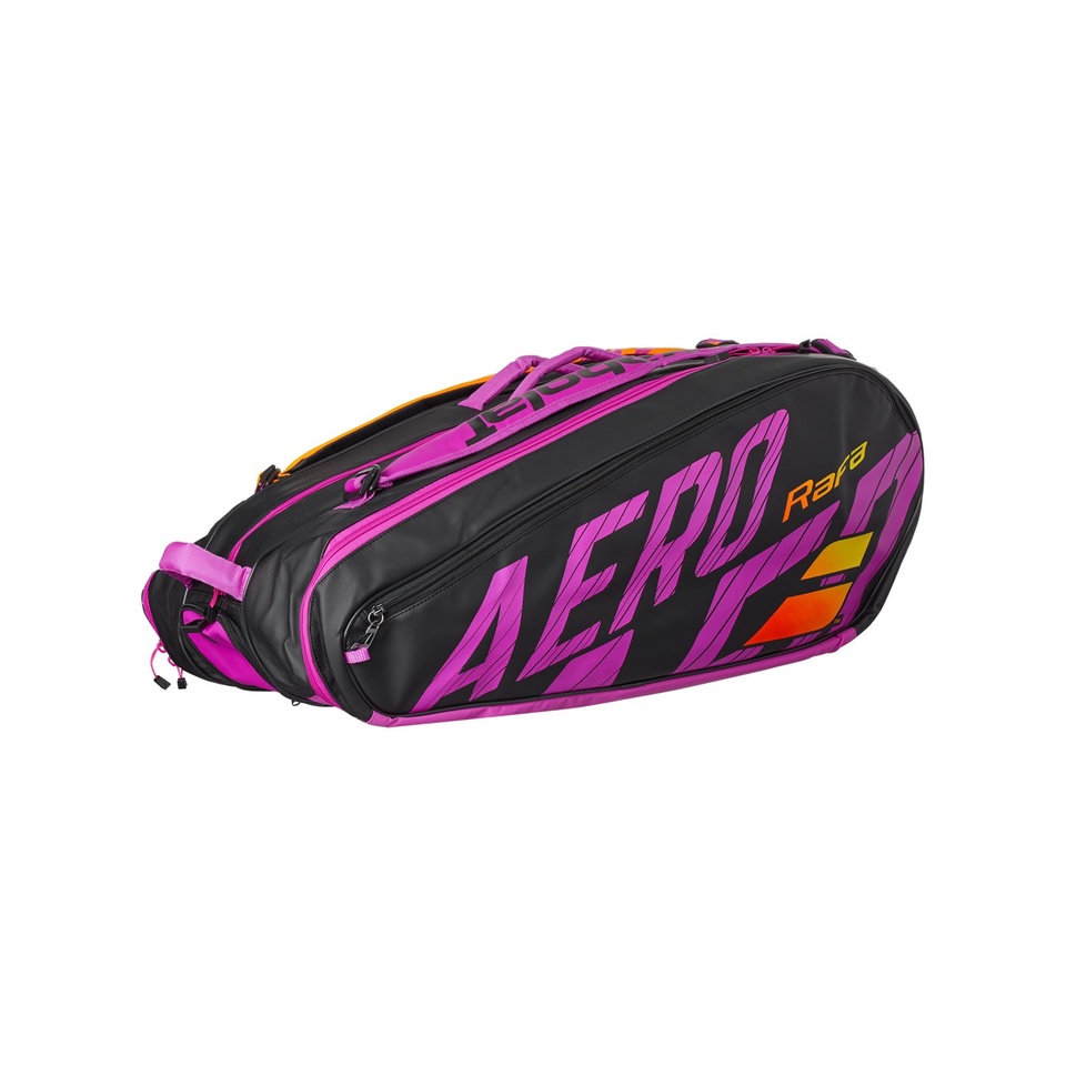 Túi Tennis Babolat PURE AERO RAFA mẫu mới màu đen phối tím cam