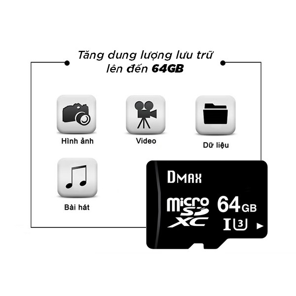 Thẻ nhớ microSDXC Dmax 64GB U3 tốc độ cao upto 90MB/s - Quay video 4K - Full HD | BigBuy360 - bigbuy360.vn
